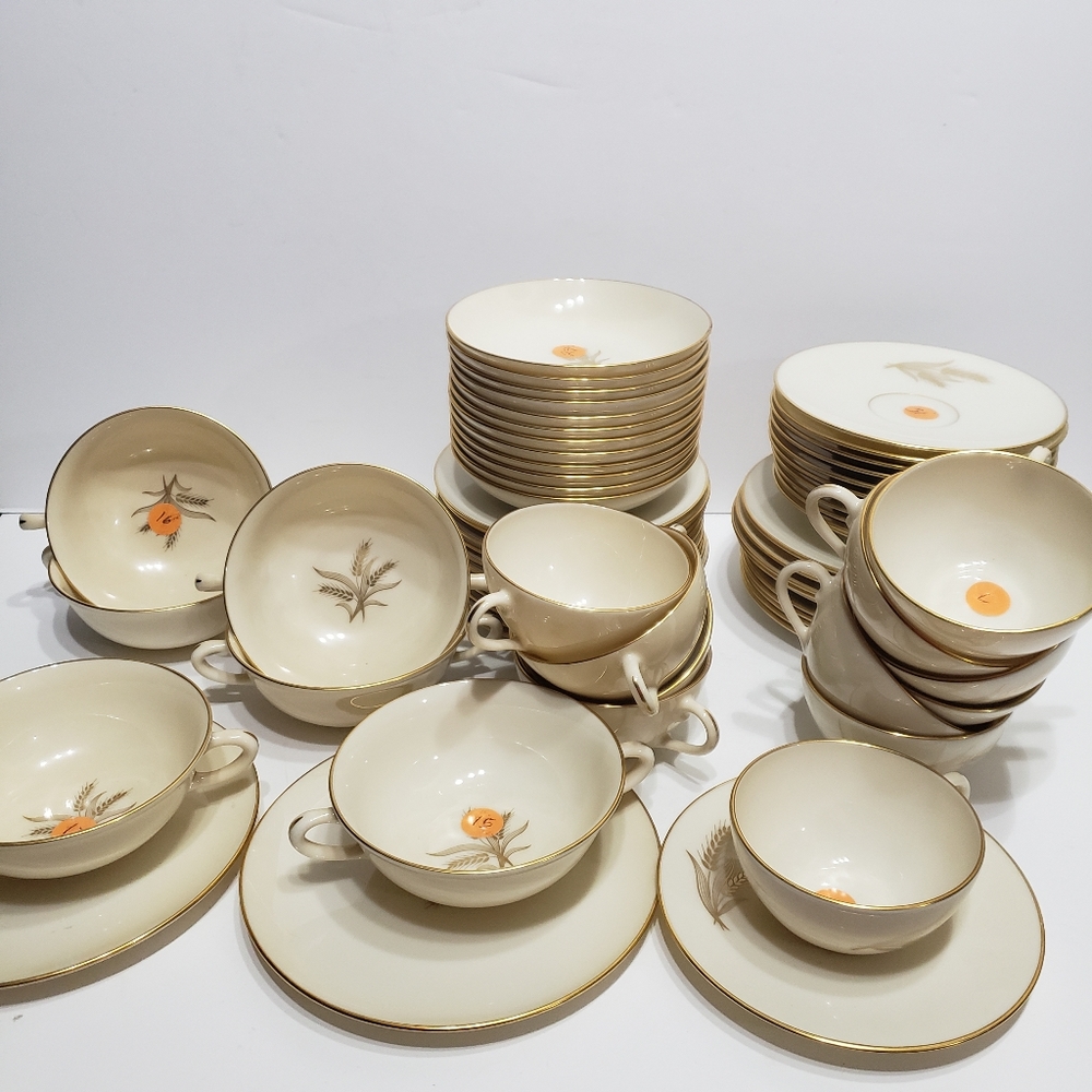 Vintage LENOX Wheat China with Gold Trim